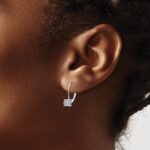 14k White Gold 1/10 carat Diamond Cluster Leverback Earrings - Image 3