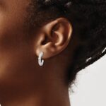 14k White Gold 1/3 carat Diamond J-Hoop Post Earrings - Image 3