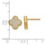14k 1/3 carat Pave Diamond Quatrefoil Post Earrings - Image 4