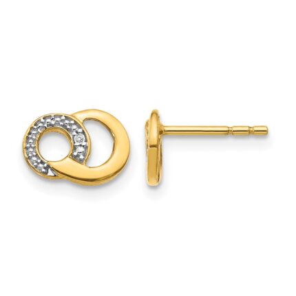 14k with White Rhodium Diamond Circles Post Earrings
