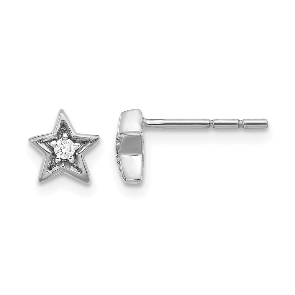 EM5510-005-WA.jpg 14k White Gold Diamond Star Post Earrings - Image 1
