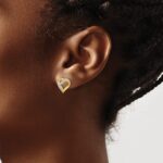 14k and Rhodium Marquise Diamond Heart Post Earrings - Image 3