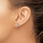 14k White Gold Diamond Heart Earrings - Image 3
