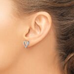 14k White Gold Diamond Heart Earrings - Image 3