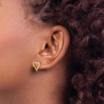 14k Gold Diamond Heart Post Earrings - Image 3