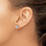 14k White Gold Diamond Heart Screw Back Post Earrings - Image 3