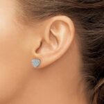 14k White Gold Diamond Heart Post Earrings - Image 3