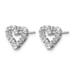 14k White Gold Diamond Heart Earrings - Image 2