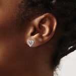 14k White Gold Diamond Heart Earrings - Image 3