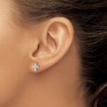 10k White Gold Polished Diamond Cross Post Earrings - Image 3