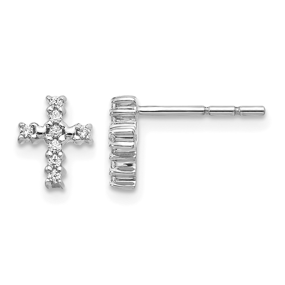 EM5533-010-WA-1.jpg 14k White Gold 1/10 carat Lab Grown Diamond VS/SI+ G+ Cross Post Earrings - Image 1