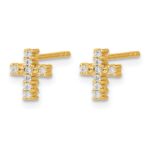 14k 1/10 carat Lab Grown Diamond VS/SI+ G+ Cross Post Earrings - Image 2