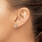 14k White Gold Polished Diamond Cross Post Earrings - Image 3