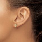 14k Gold Polished Diamond Cross Post Earrings - Image 3