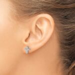 14k White Gold Polished Diamond Cross Post Earrings - Image 3