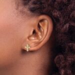 14k Gold Polished Diamond Cross Post Earrings - Image 3