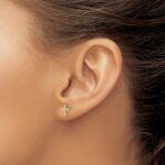 14k w/Rhodium Diamond Cross Post Earrings - Image 3