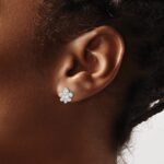 14k White Gold Diamond Fleur de Lis Post Earrings - Image 3
