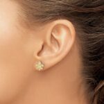 14k Diamond Fleur de Lis Post Earrings - Image 3