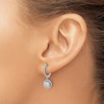 14k White Gold 1/2 carat Lab Grown Diamond VS/SI+ G+ Complete Halo Hinged Hoop Earrings - Image 3