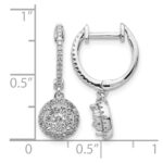 14k White Gold 1/2 carat Lab Grown Diamond VS/SI+ G+ Complete Halo Hinged Hoop Earrings - Image 4