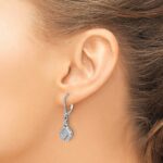 14k White Gold 1/2 carat Diamond Square Cluster Leverback Earrings - Image 3
