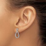 14k White Gold 1/4 carat Diamond Teardrop Dangle Post Earrings - Image 3