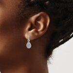 14k White Gold 1/6 carat Diamond Teardrop Dangle Post Earrings - Image 3