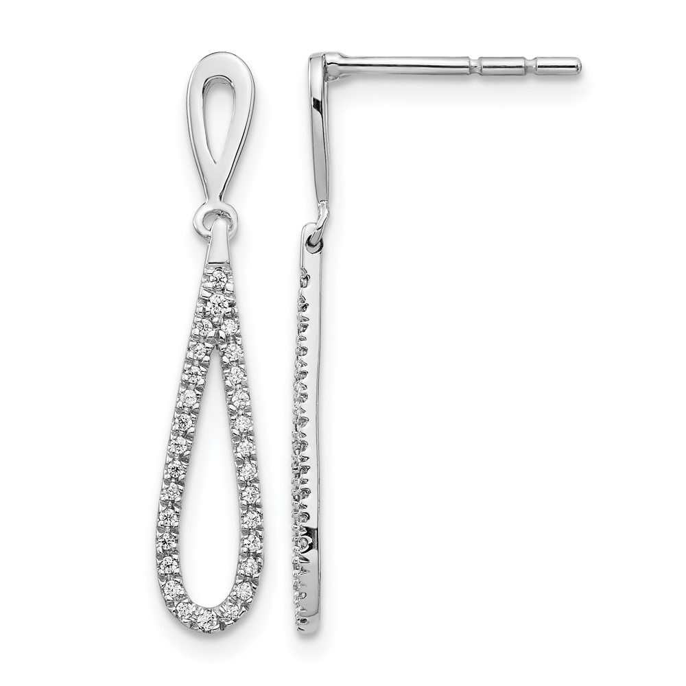 EM5556-020-WA-1.jpg 14k White Gold 1/5 carat Lab Grown Diamond VS/SI+ G+ Complete Fashion Dangle Post Earrings - Image 1