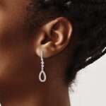 14k White Gold 1/4 carat Diamond Teardrop Dangle Post Earrings - Image 3