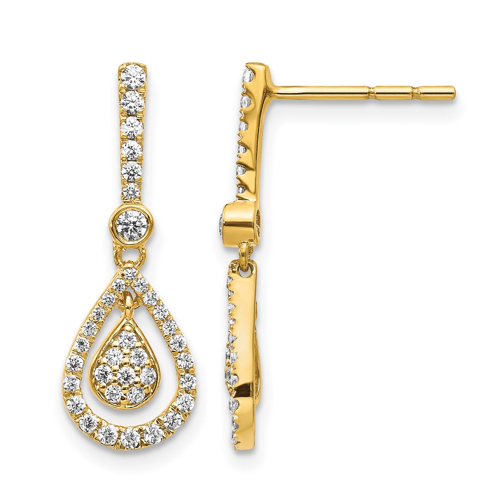 EM5564-050-YA.jpg 14k 1/2 carat Diamond Fancy Teardrop Dangle Post Earrings - Image 1