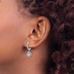 14k White Gold 1/2 carat Lab Grown Diamond VS/SI+ G+ Complete Halo Hinged Hoop Earrings - Image 3