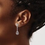 14k White Gold Teardrop 1/4 carat Diamond Dangle Post Earrings - Image 3