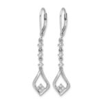 14k White Gold 1/5 carat Diamond Long Dangle Leverback Earrings - Image 2