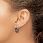 14k White Gold 1/2 carat White and Black Diamond Ovals Dangle Post Earrings - Image 3