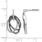 14k White Gold 1/2 carat White and Black Diamond Ovals Dangle Post Earrings - Image 4