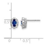 10k White Gold Diamond and Sapphire Oval Halo Earrings - Image 4