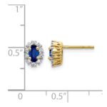 14k 1/5 carat Lab Grown Diamond VS/SI+ G+ and Oval Created Sapphire Halo Post Earrings - Image 4
