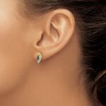 14k 5x2.5mm Marquise Sapphire and Diamond Curved Post Earrings - Image 3