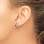 14k White Gold 5x2.5mm Marquise Ruby and Diamond Post Earrings - Image 3