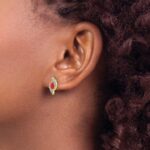 14k 5x2.5mm Marquise Ruby and Diamond Post Earrings - Image 3