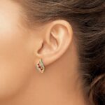 14k Polished Siam Ruby and Diamond Curve Post Earrings - Image 3