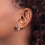 14k White Gold Ruby Cluster and Diamond Hinged Hoop Earrings - Image 3