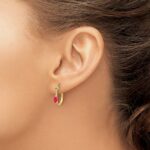 14k 1/20 carat Diamond and 5x2.5mm Marquise Ruby Hinged Hoop Earrings - Image 3