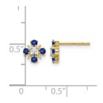 14k 2mm Round Blue Sapphire and Diamond Post Earrings - Image 4