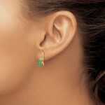 14k Diamond and Pear Emerald Floral Post Earrings - Image 3