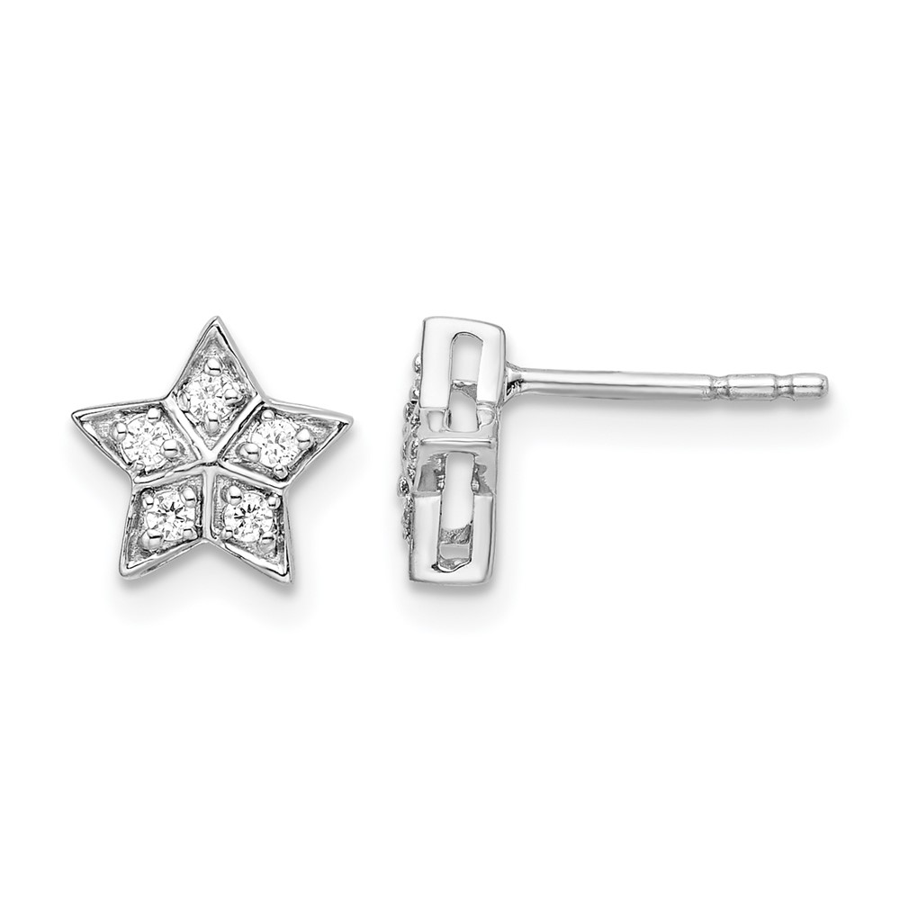 EM6608-010-WA.jpg 14k White Gold Diamond Star Post Earrings - Image 1