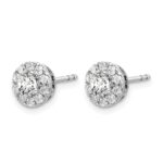 14k White Gold 3/4 carat Lab Grown Diamond VS/SI+ G+ Round Halo Post Earrings - Image 2
