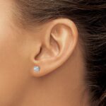 14k White Gold 1/3 carat Lab Grown Diamond VS/SI+ G+ Complete Cushion Halo Post Earrings - Image 3