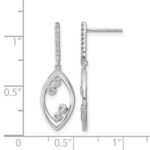 14k White Gold Polished Fancy 1/6 carat Diamond Dangle Post Earrings - Image 4